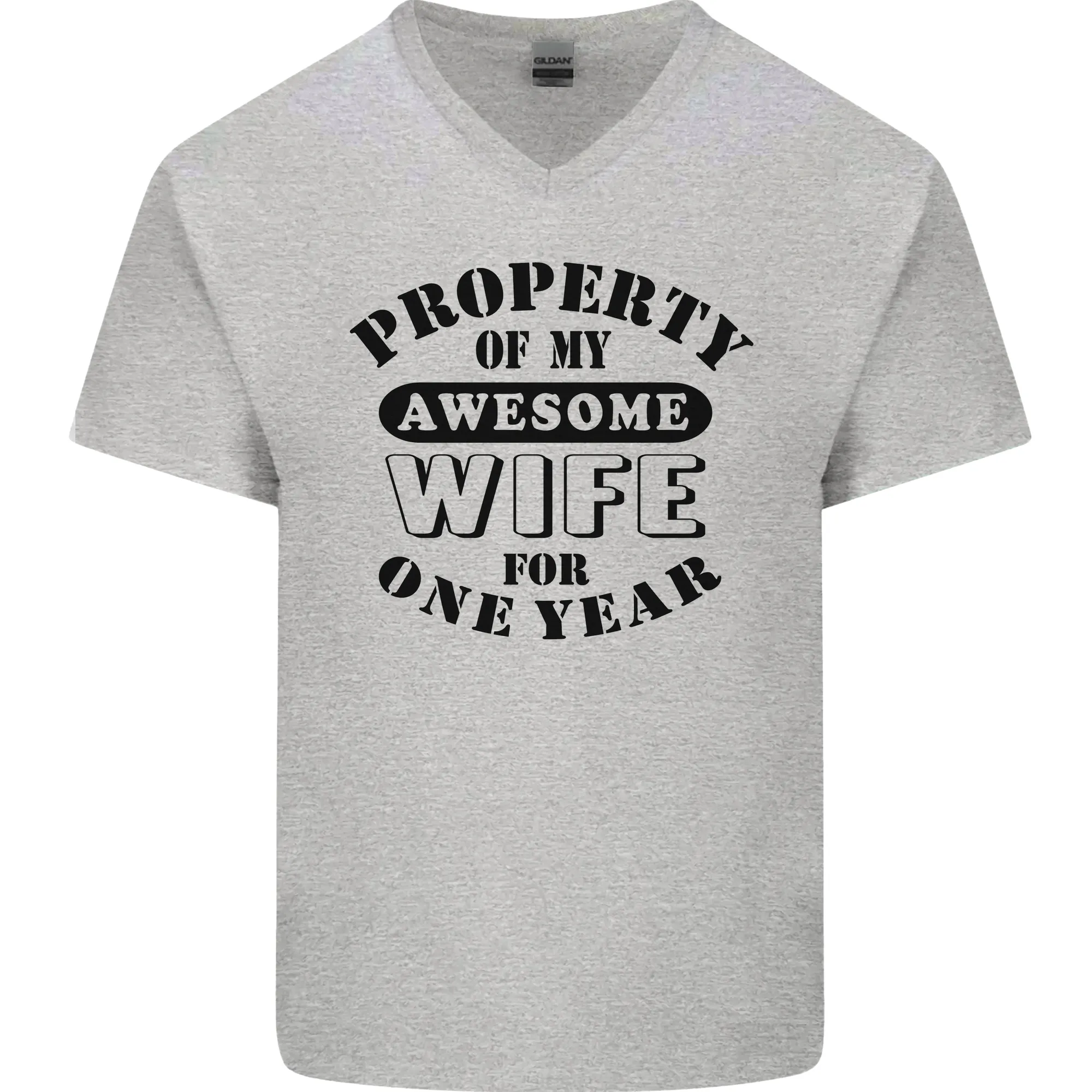 1st Wedding Anniversary 1 Year Funny Wife Mens V-Neck Cotton T-Shirt