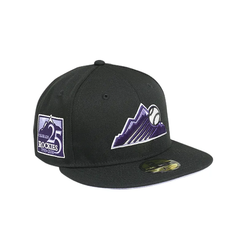 [70693429] Colorado Rockies 25 Anniversary Black 59FIFTY Men's Fitted Hat