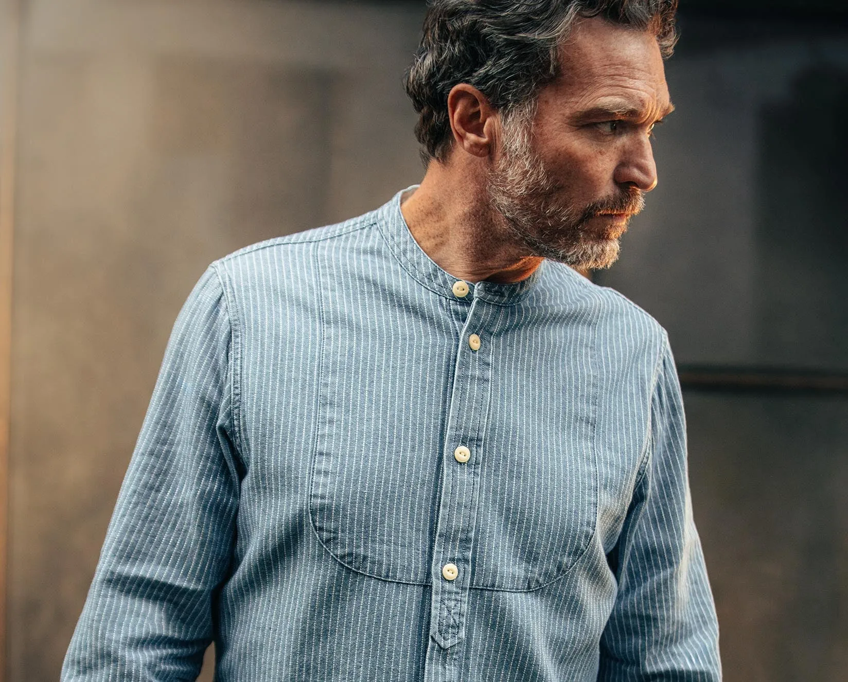 &SONS Emerson Shirt Indigo Stripe