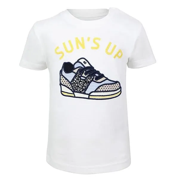 BOYS SNEAKER APPLIQUE T-SHIRT - WHITE