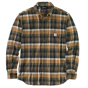 Carhartt 104909 Men's Big & Tall Rugged Flex Fitted Midweight Flannel Long-Sleeve Shirt, Basil, X-Large/Tall