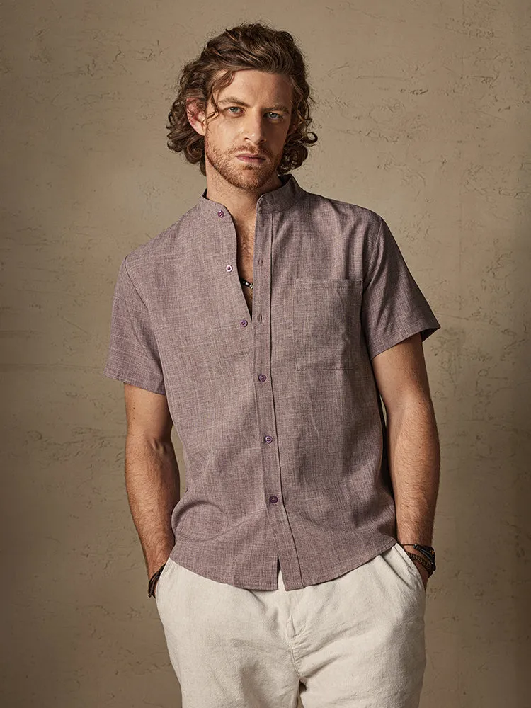 Cotton Linen Style Short Sleeve Simple Shirt