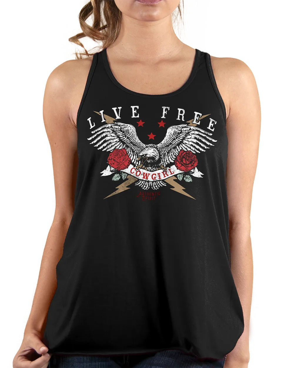 Country Girl® Live Free Cowgirl Flowy Racerback Tank