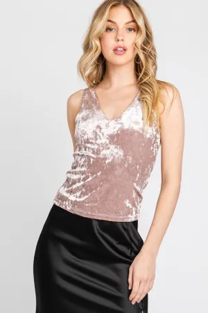 Crushed Velvet V-Neck Crop Top