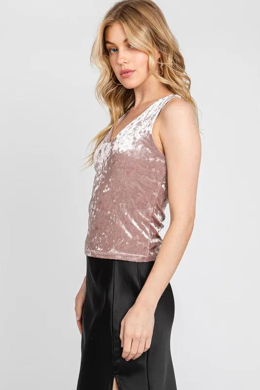 Crushed Velvet V-Neck Crop Top