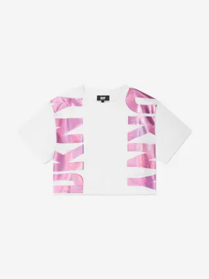 DKNY Girls Organic Cotton Logo T-Shirt in White