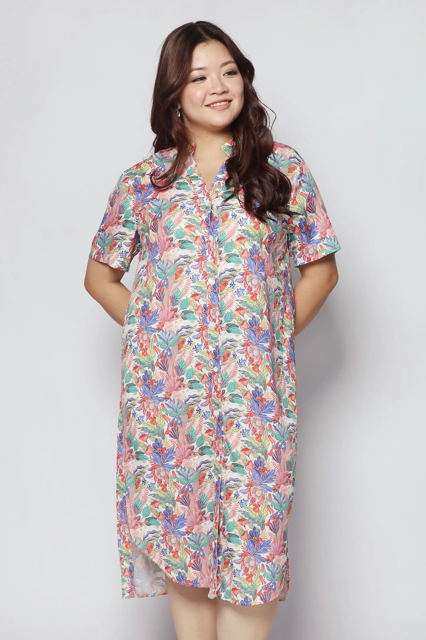 Eline Shirt Dress in Royal Garden