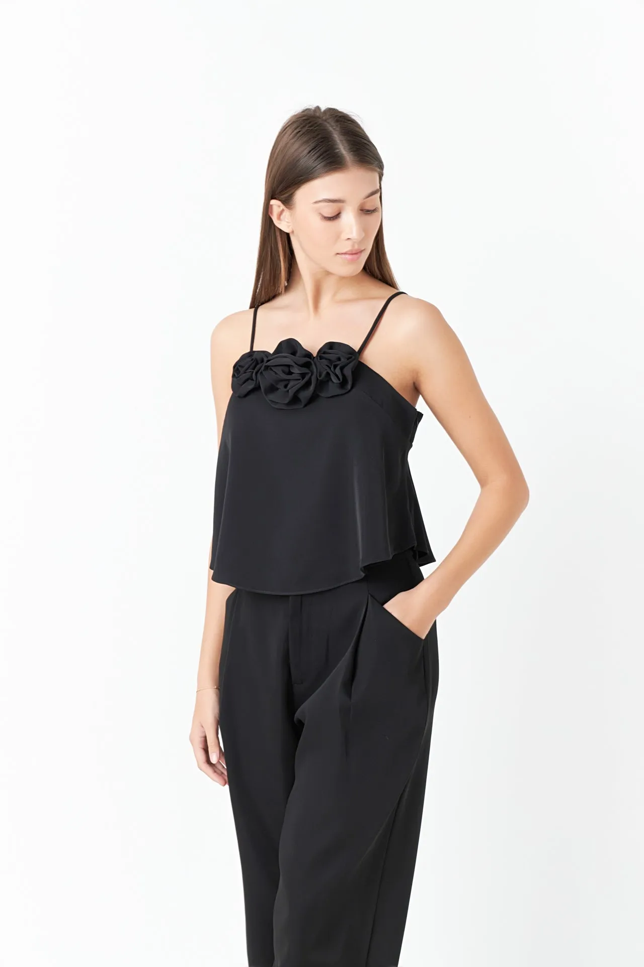 Endless Rose - Corsage Bow Flowy Top