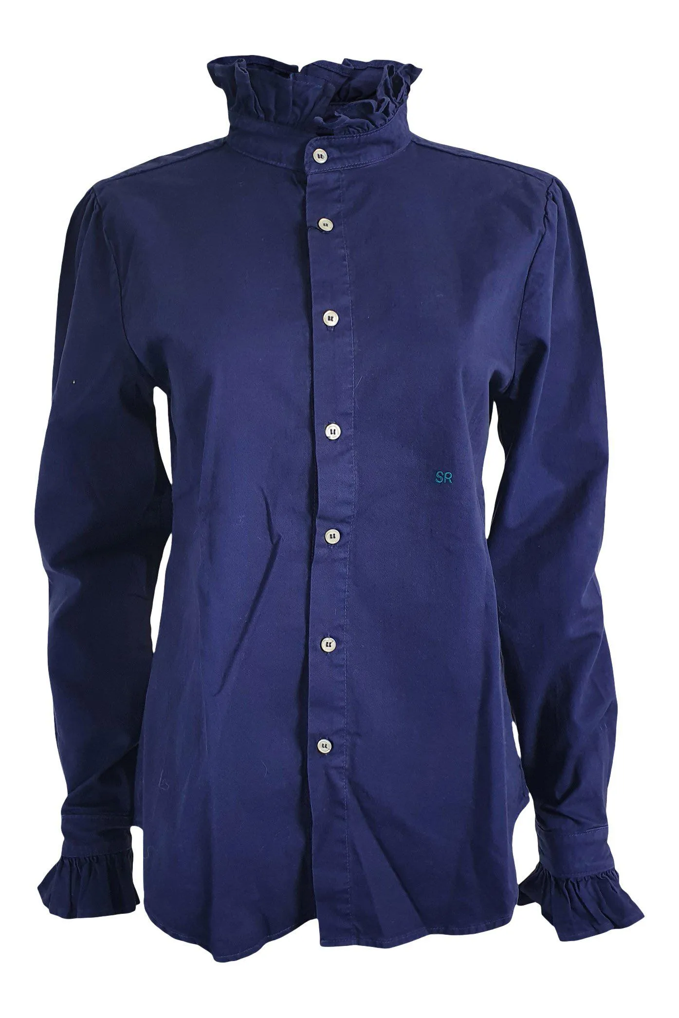 EVE DENIM 100% Cotton Violet Shirt in Navy Blue (XS)