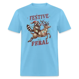 Festive But Feral Raccoon Christmas T-Shirt