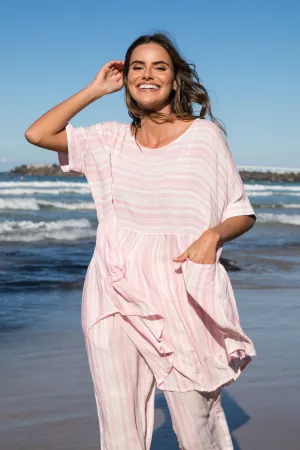 FINAL SALE Beachy Top in Light Pink Stripe