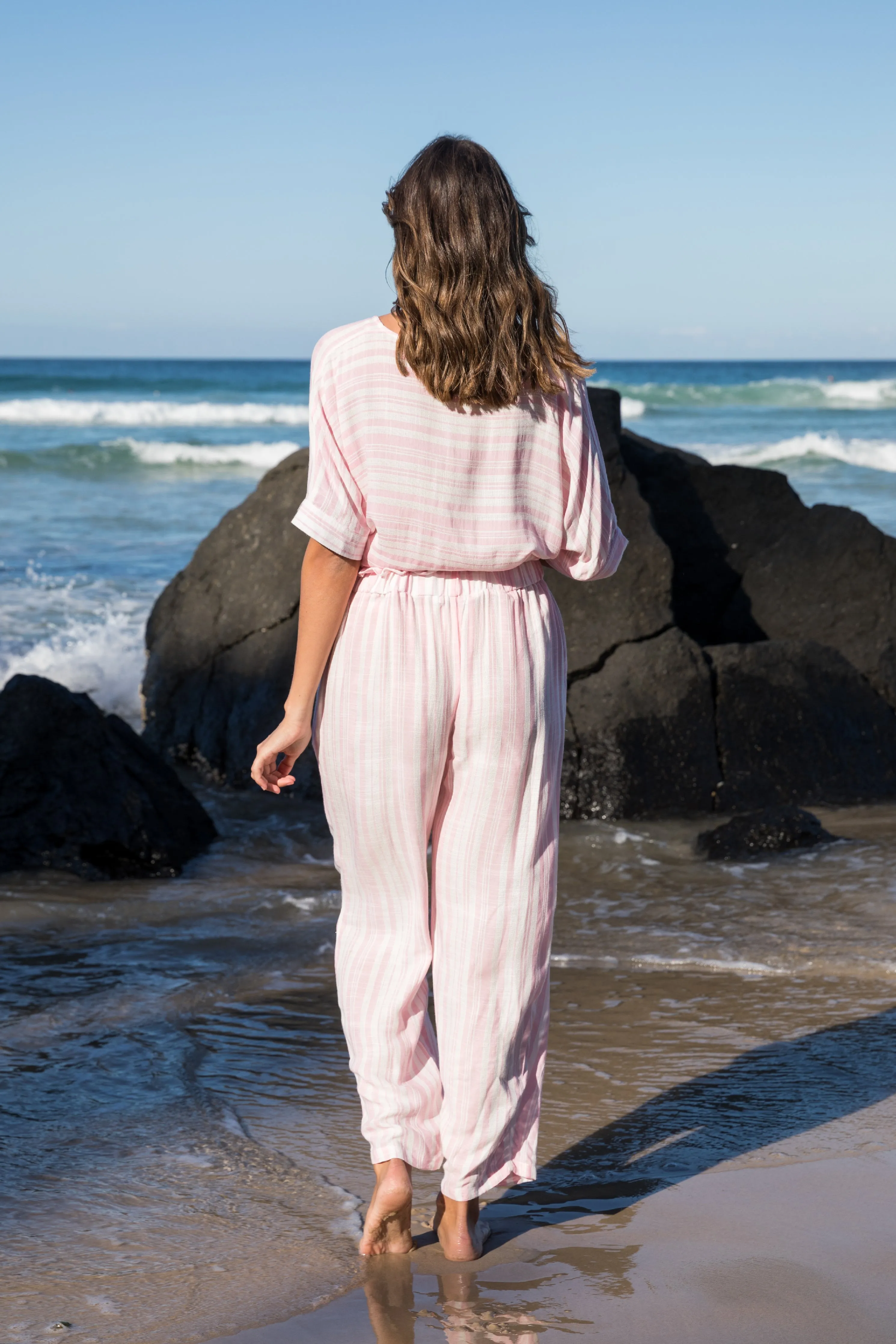 FINAL SALE Beachy Top in Light Pink Stripe