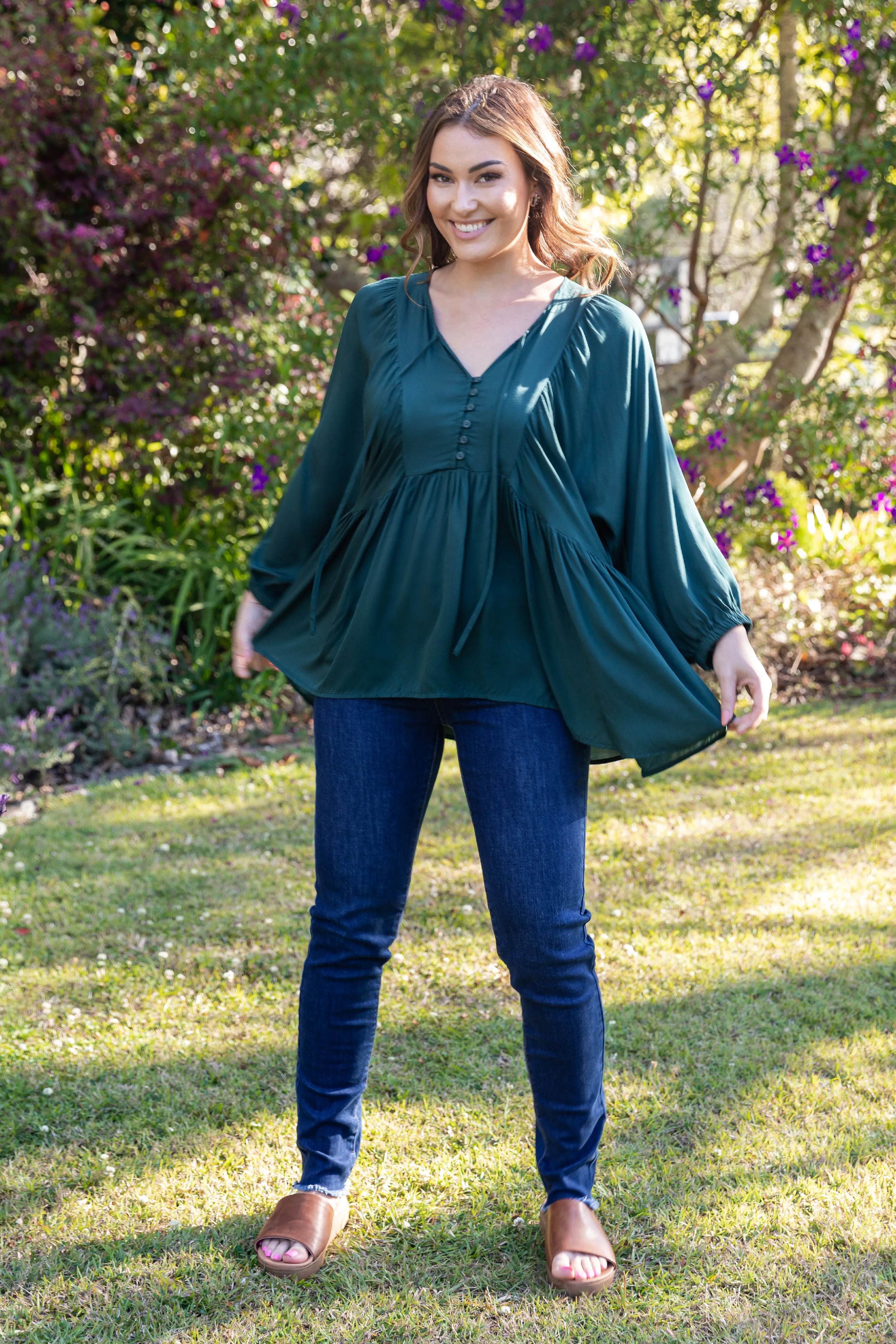 FINAL SALE Charlie Top in Peacock Green