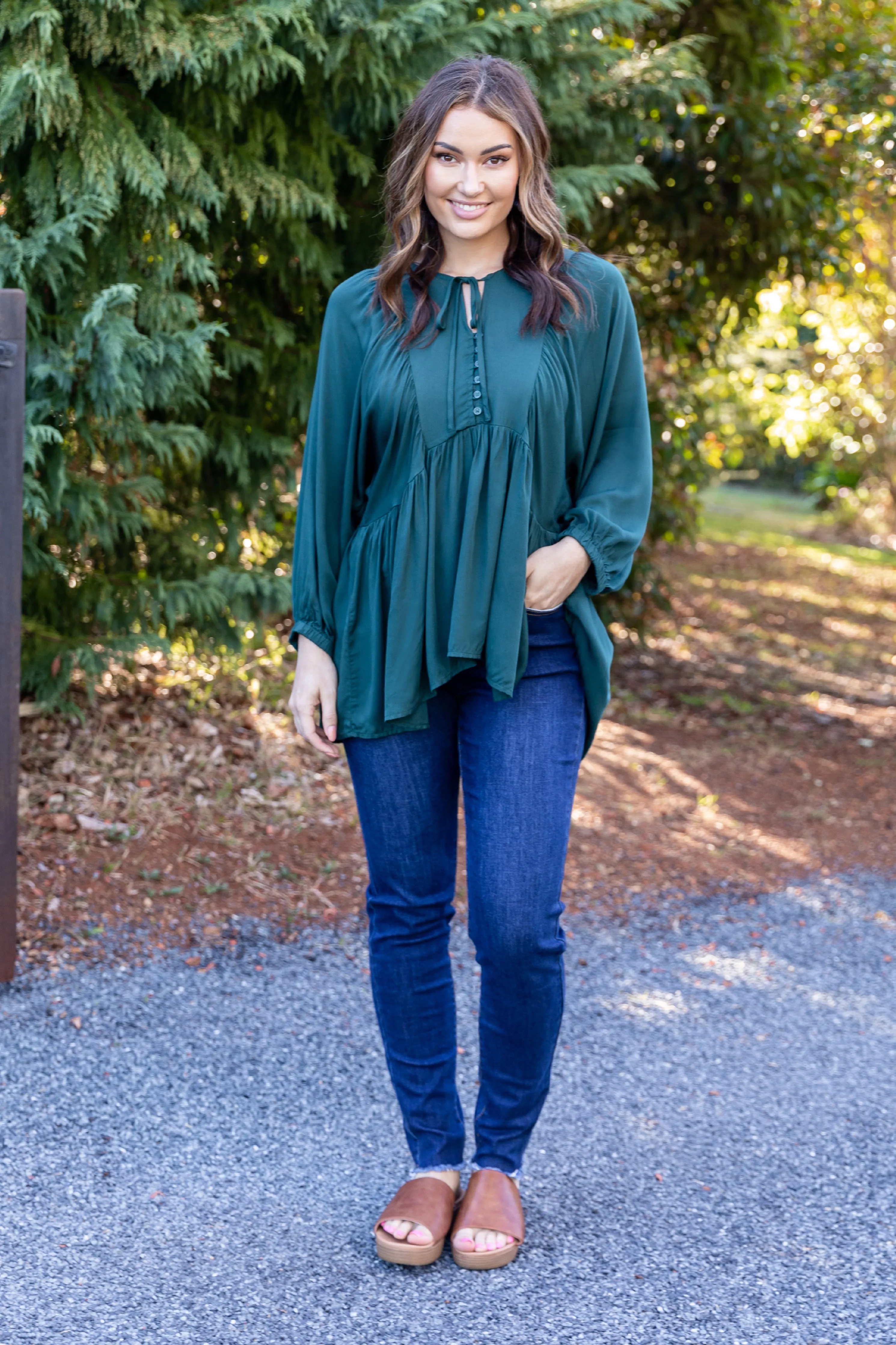 FINAL SALE Charlie Top in Peacock Green