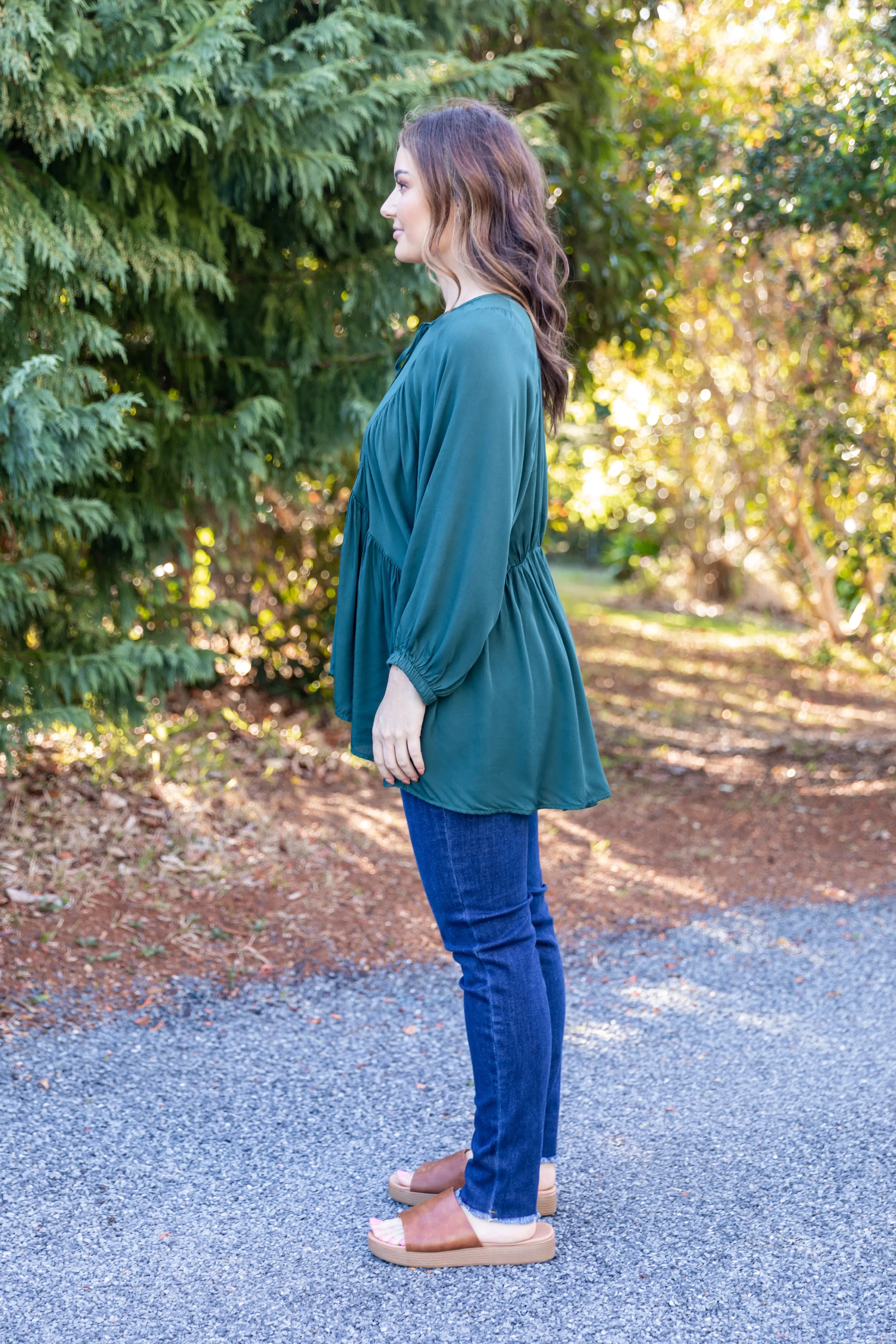 FINAL SALE Charlie Top in Peacock Green