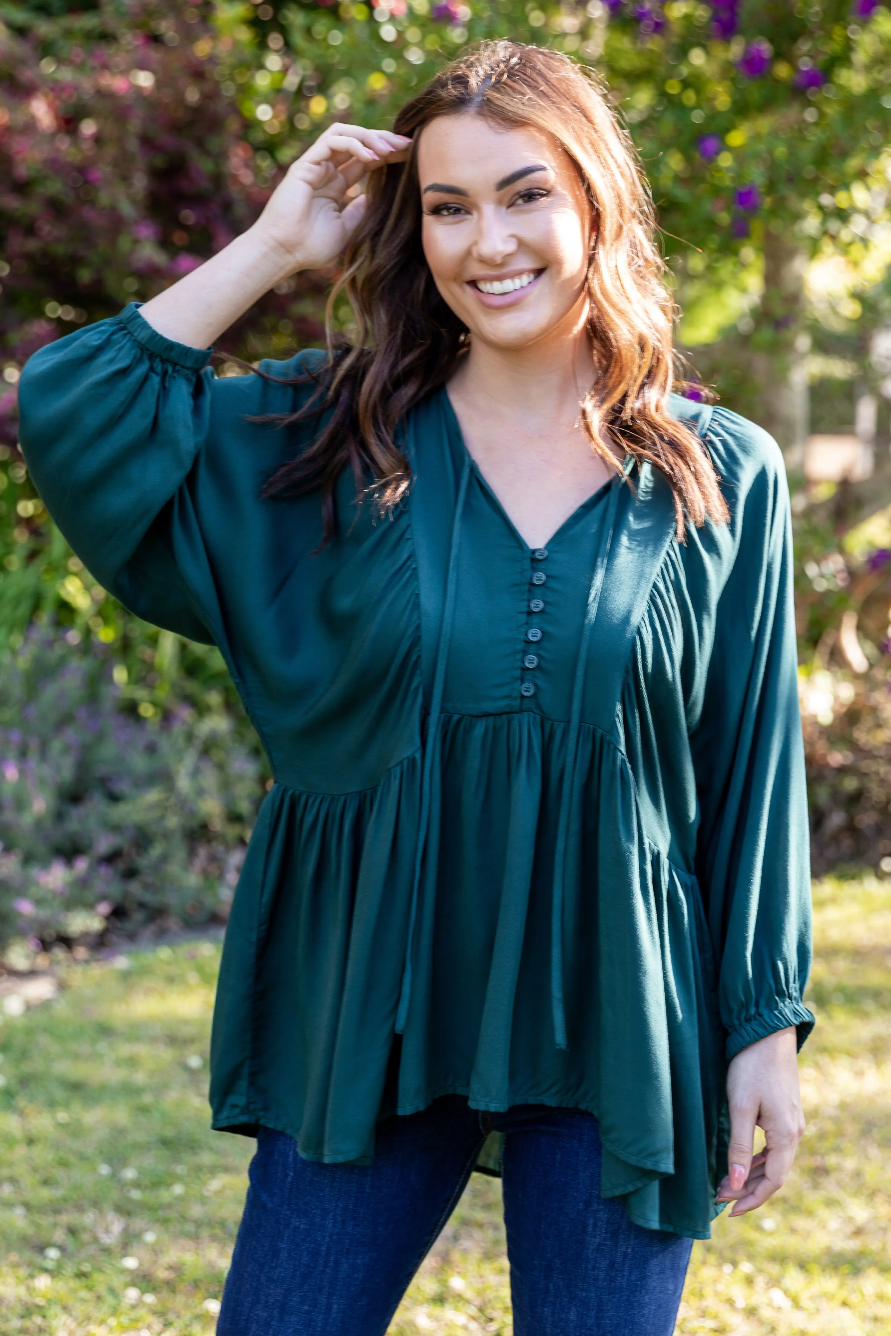 FINAL SALE Charlie Top in Peacock Green