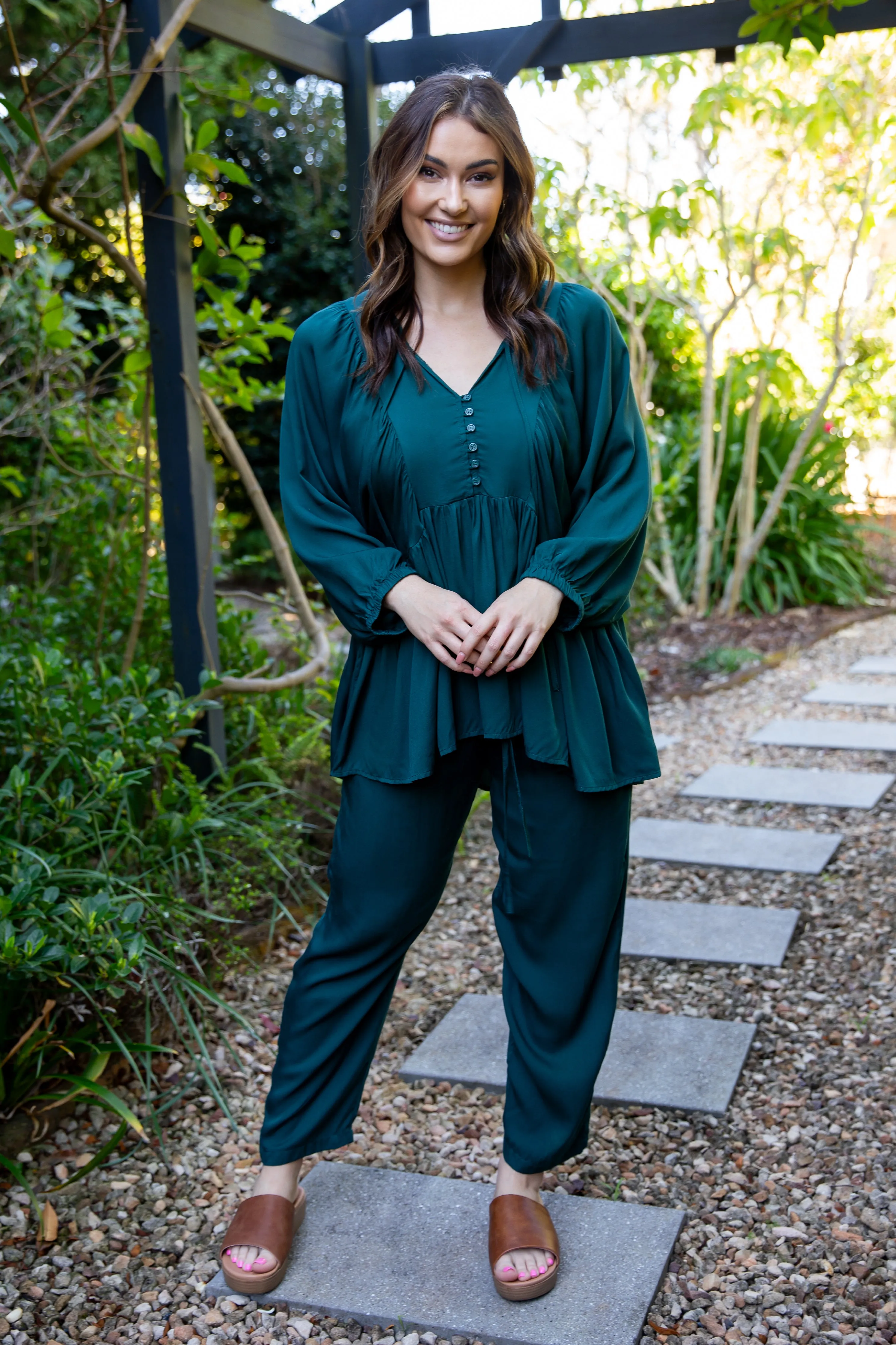 FINAL SALE Charlie Top in Peacock Green