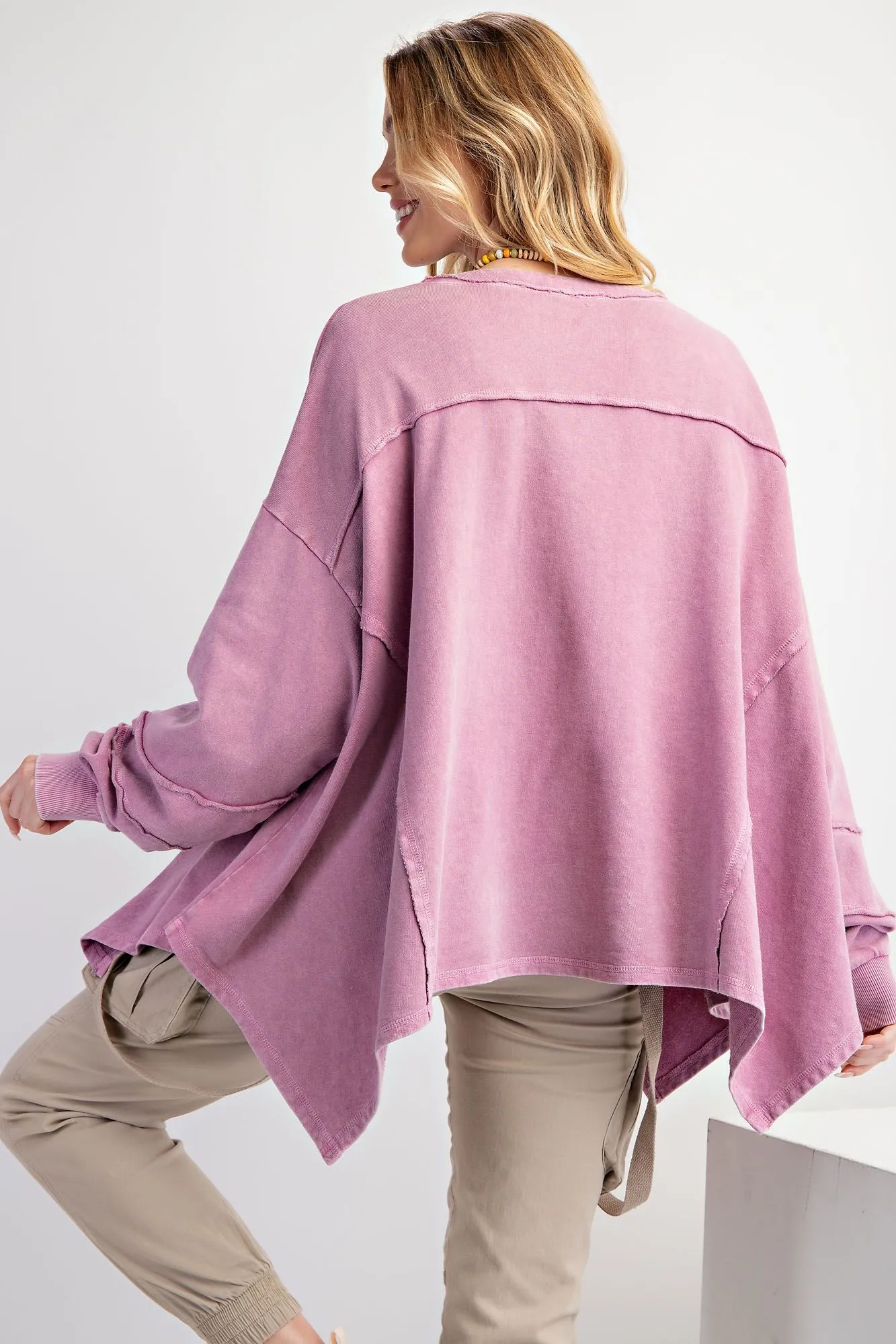 Gabby Oversized Sweater Top - Rose