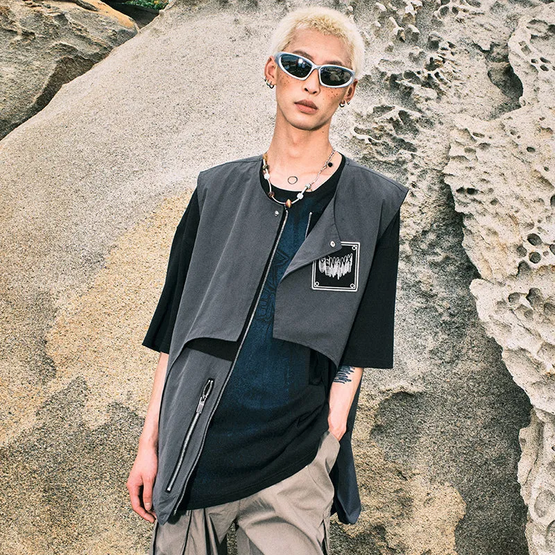 【GENANX2024NEW】Outdoor irregular overlapping patchwork color contrast large pocket vest