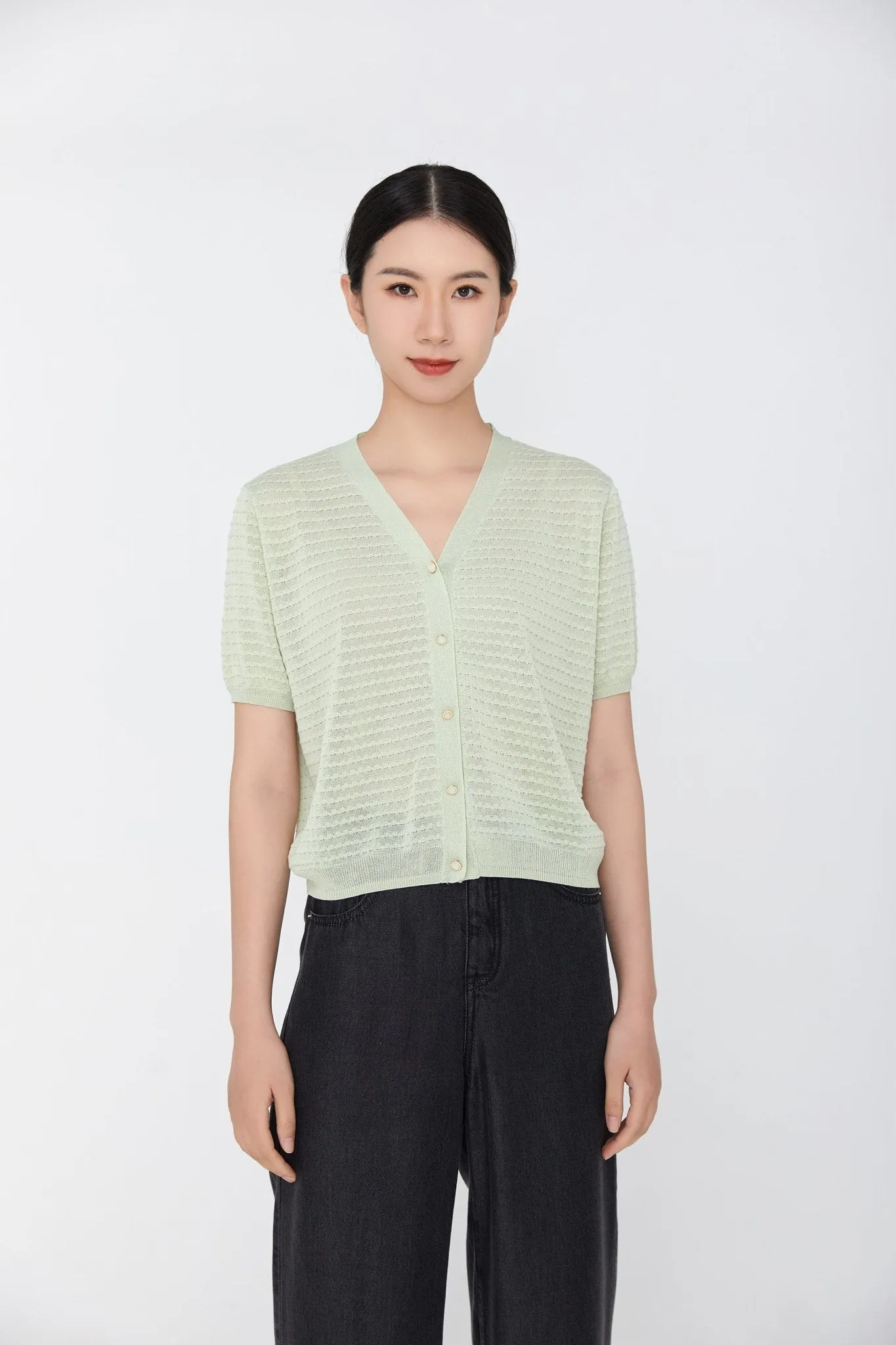 Grass Green Short Sleeve Knitted T-shirt