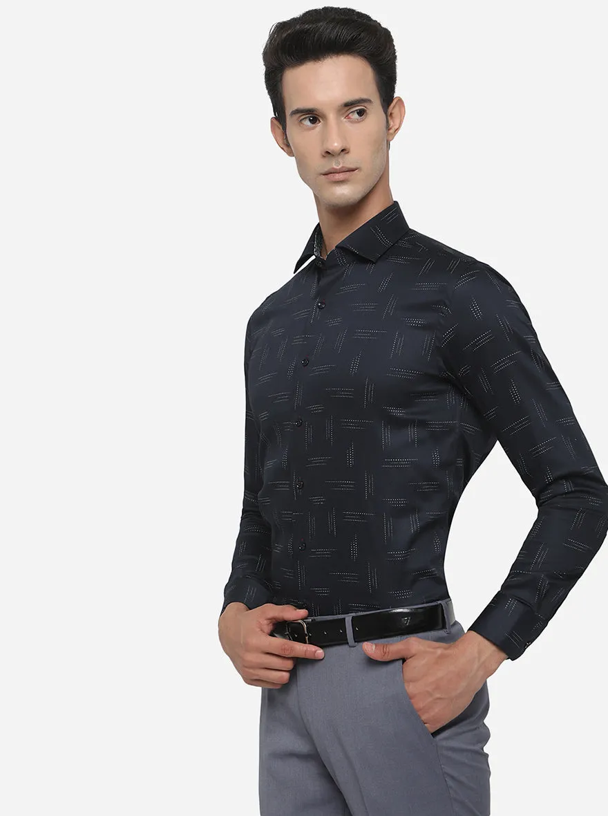 Grenish Blue Printed Slim Fit Party Wear Shirt | JB Studio