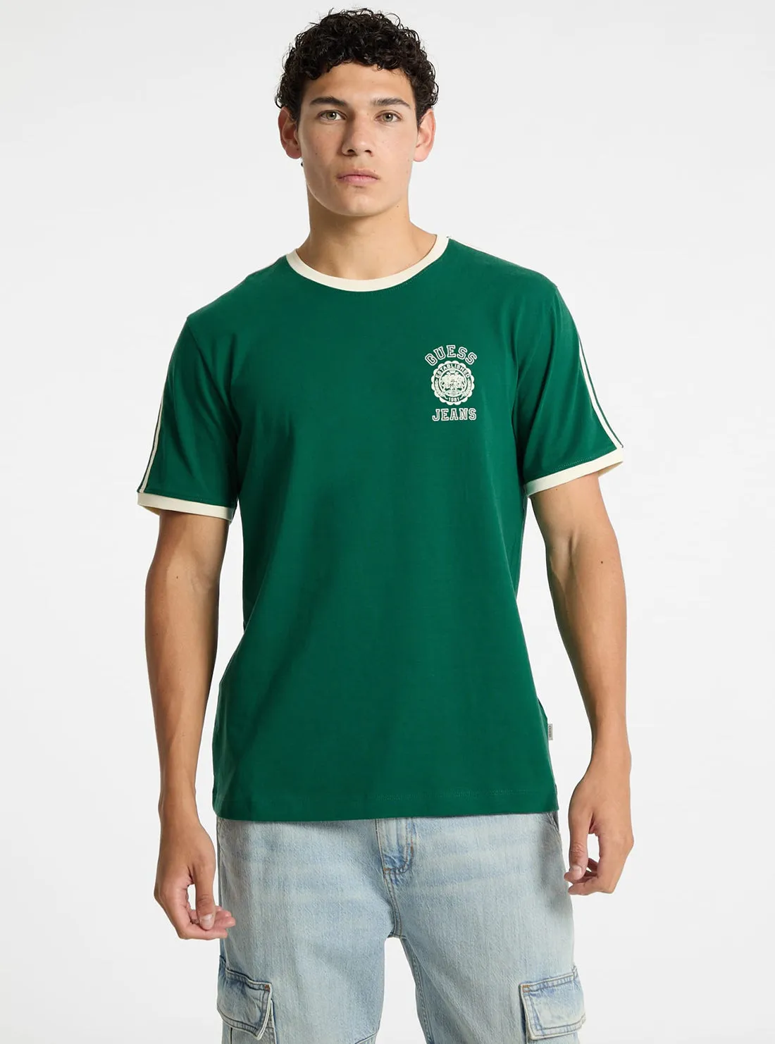 Guess Jeans Green Contrast Trim T-Shirt