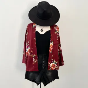 Illusions Of Love Kimono - Burgundy