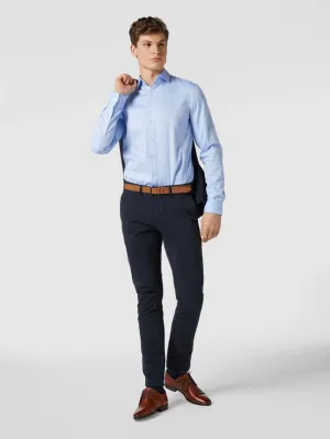 Jake*s Slim Fit Twill Business Shirt with Long Sleeves light blue