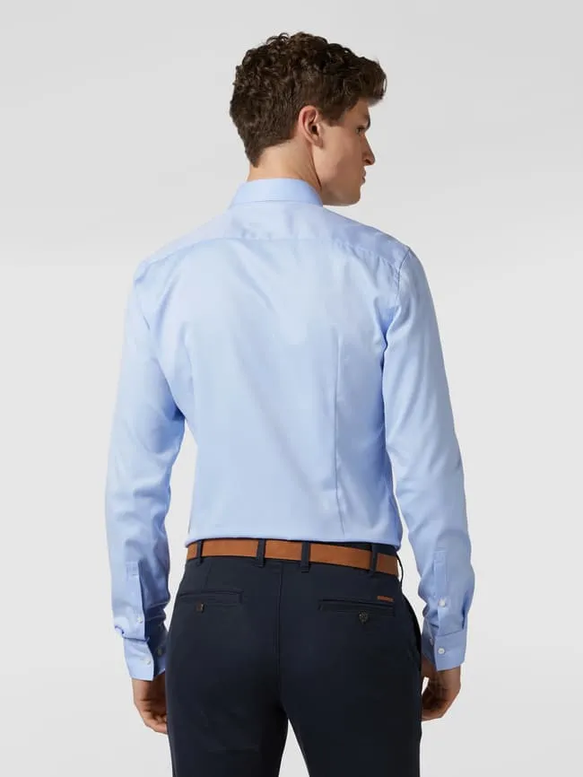 Jake*s Slim Fit Twill Business Shirt with Long Sleeves light blue