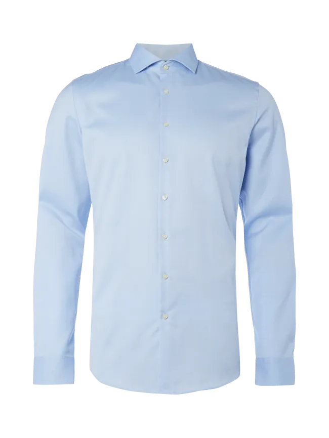 Jake*s Slim Fit Twill Business Shirt with Long Sleeves light blue