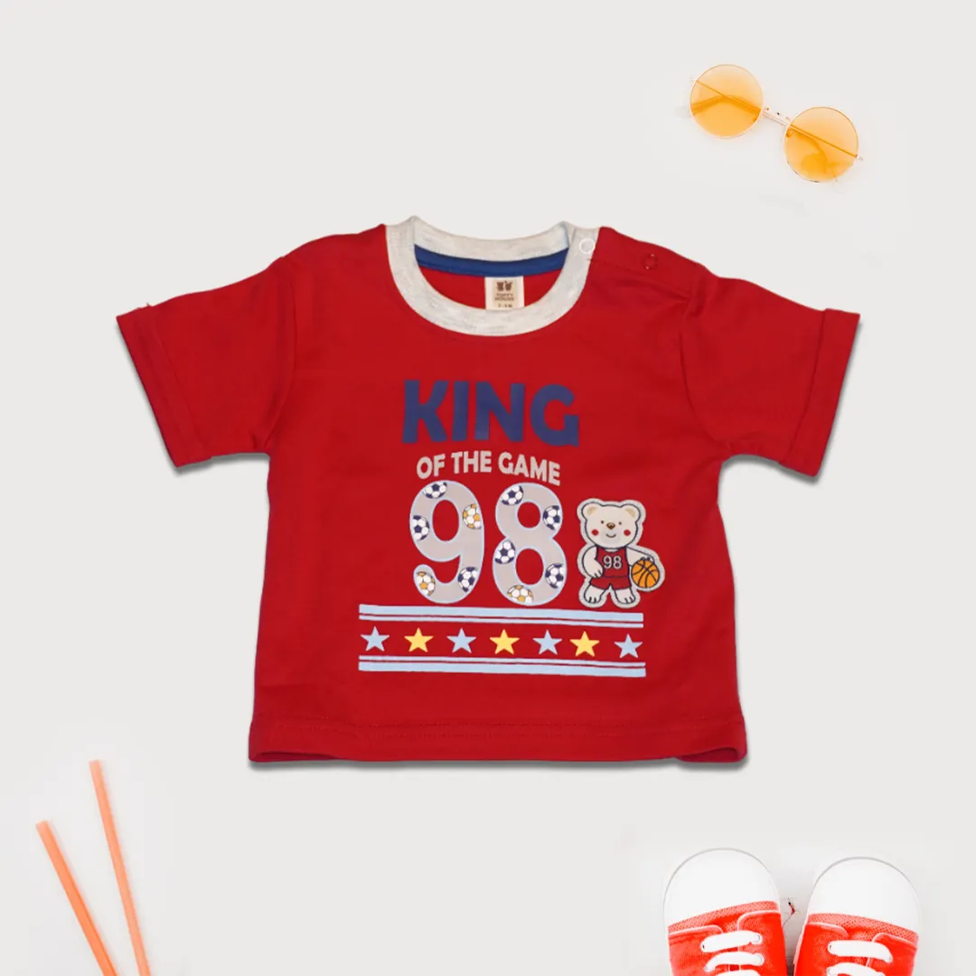 Kids Red T-Shirt and Grey Shorts Set