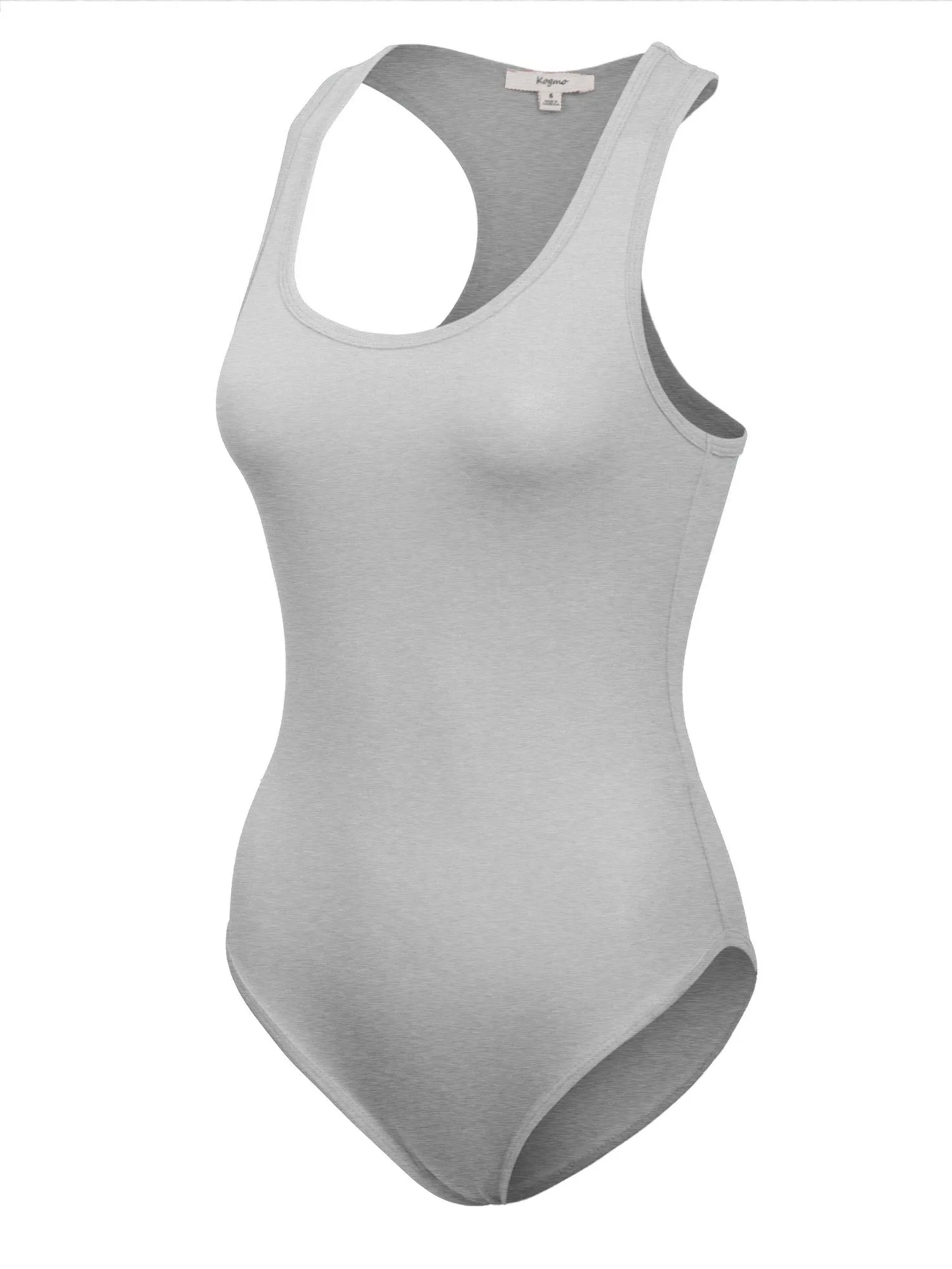 KOGMO Women's Cotton Racer Back Tank Bodysuit with Snap Button (S-XL)