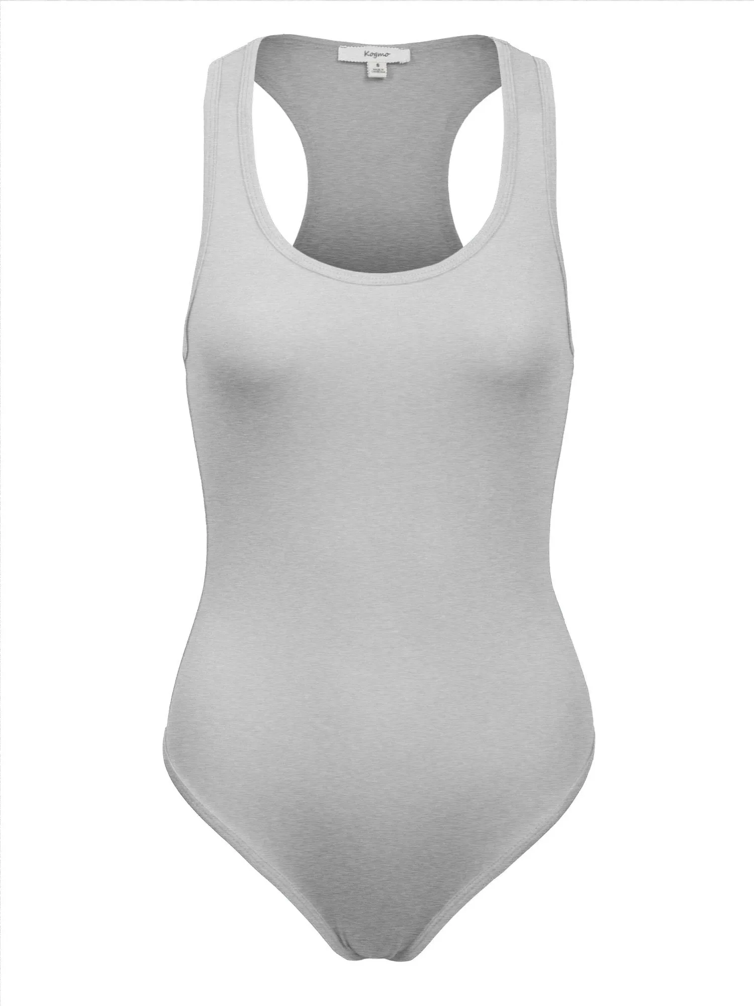 KOGMO Women's Cotton Racer Back Tank Bodysuit with Snap Button (S-XL)