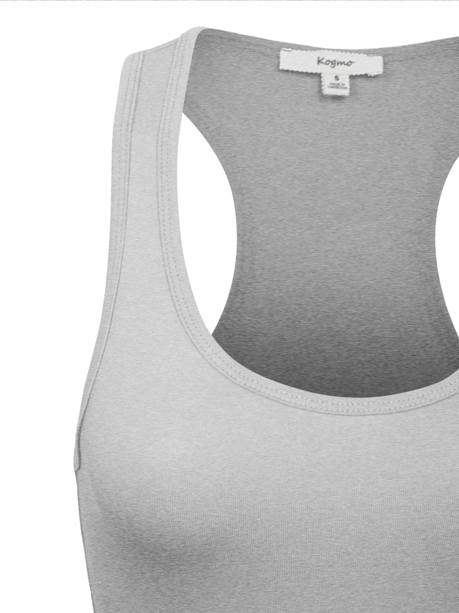 KOGMO Women's Cotton Racer Back Tank Bodysuit with Snap Button (S-XL)