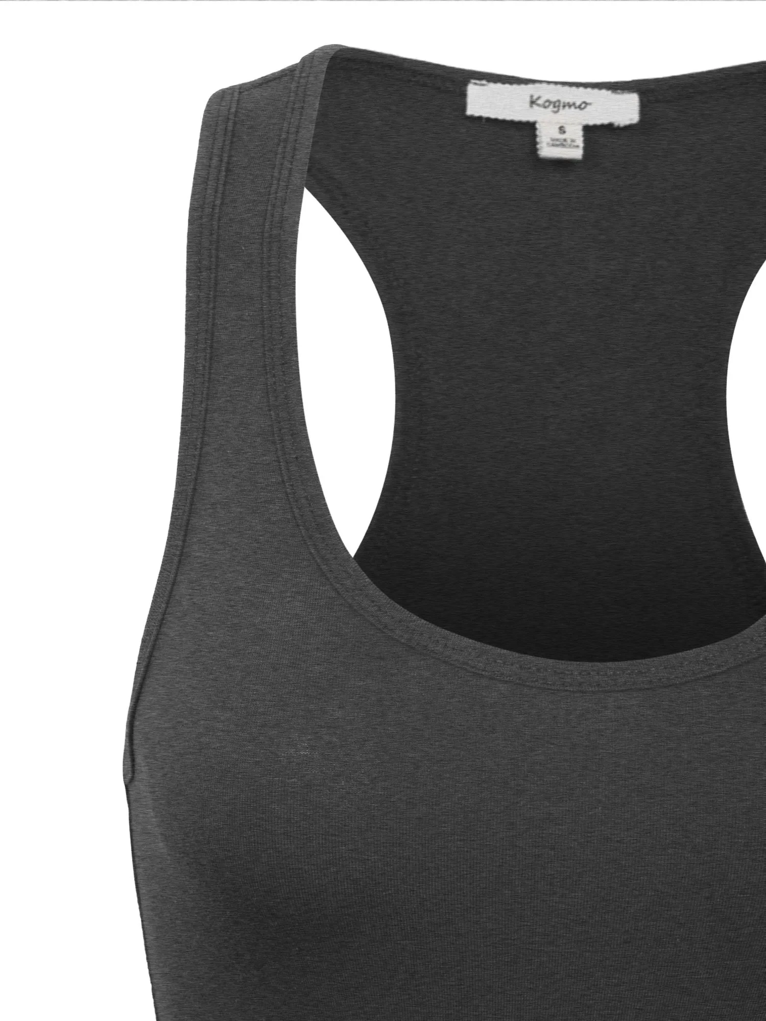 KOGMO Women's Cotton Racer Back Tank Bodysuit with Snap Button (S-XL)