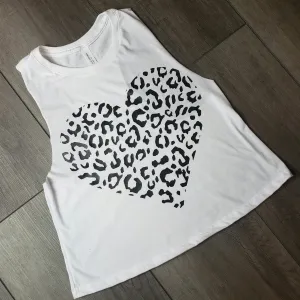 Leopard Heart Racerback Crop Top