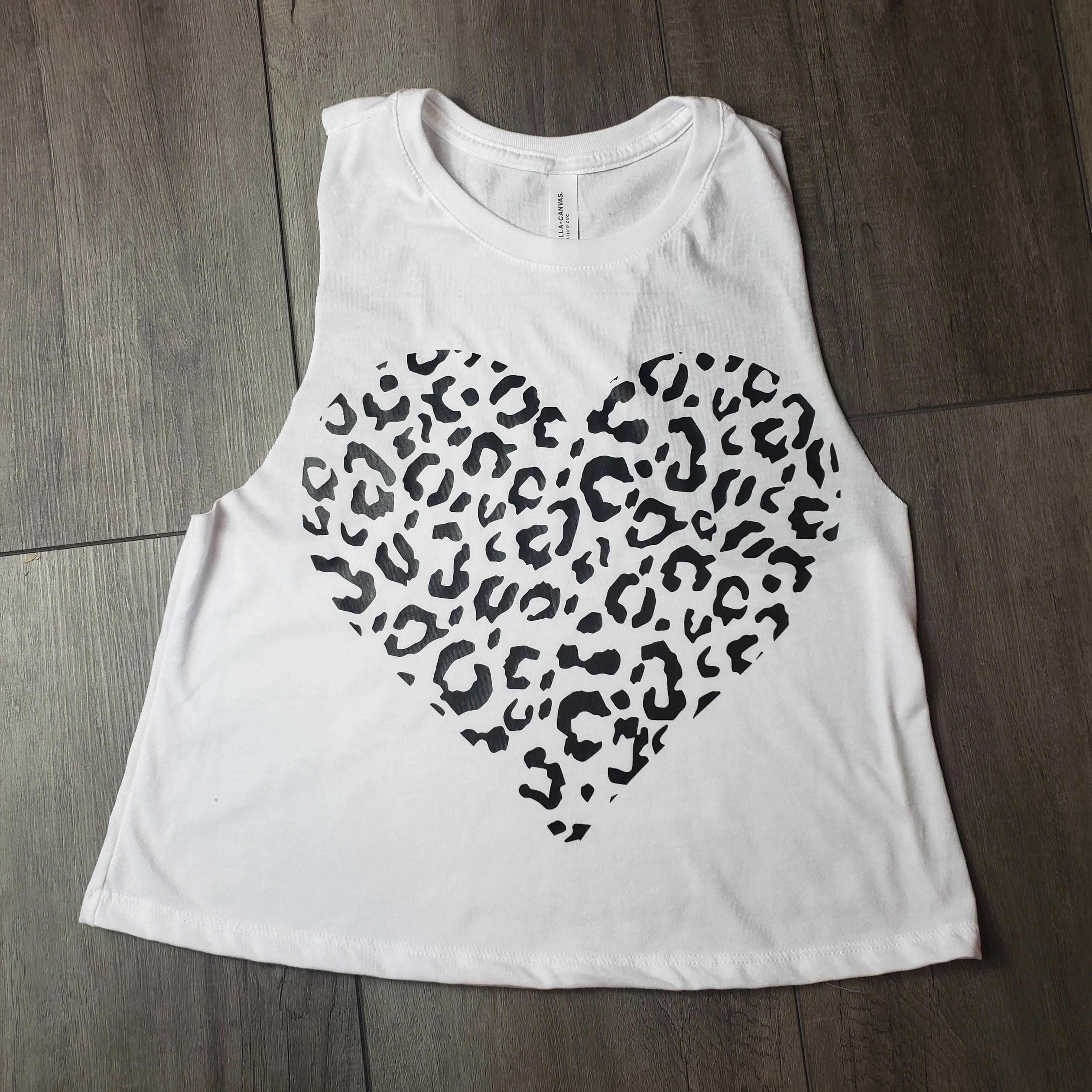 Leopard Heart Racerback Crop Top