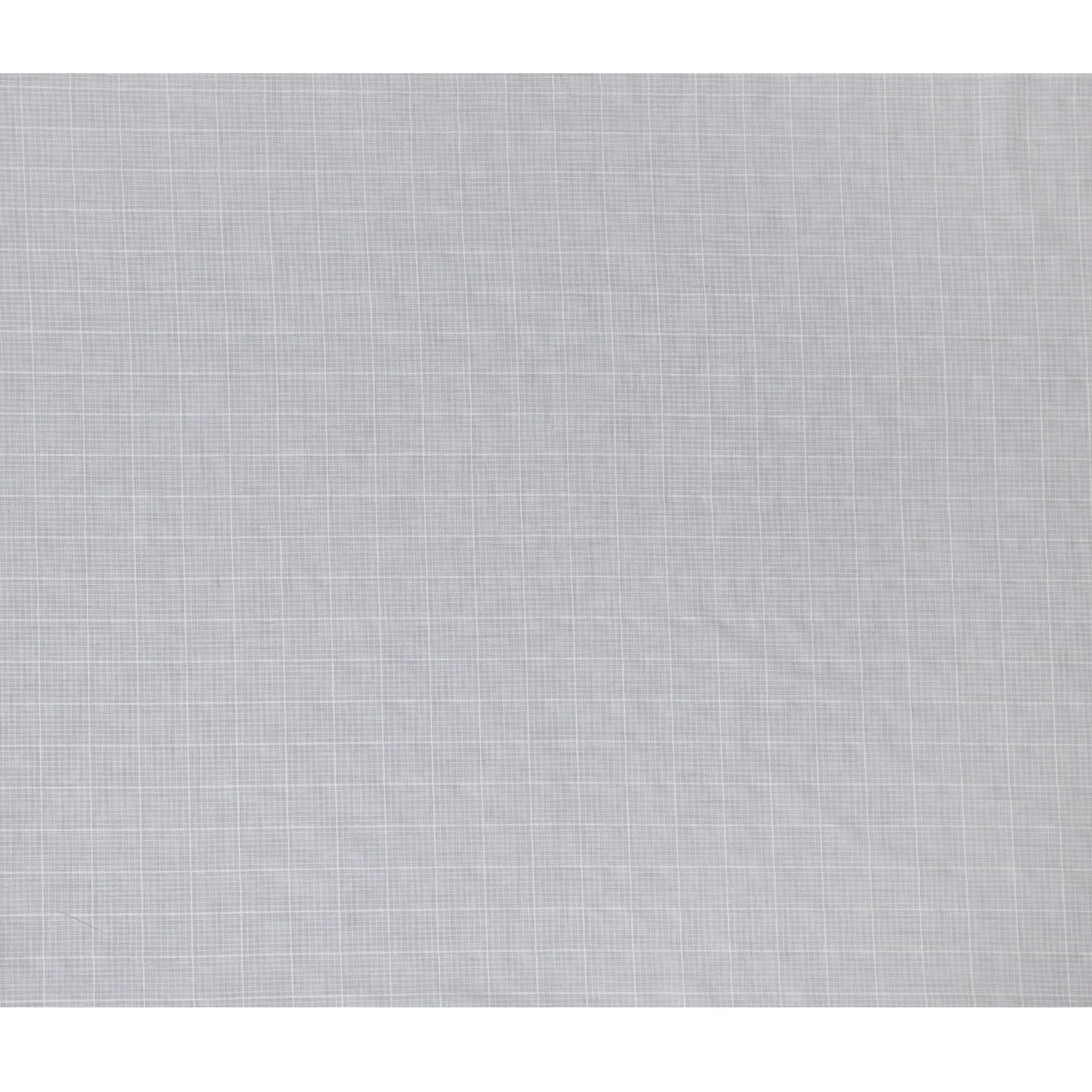 Light Grey and White Plaid 100% Cotton Shirting Fabric, 150 cm Width, Made in Italy-D20487