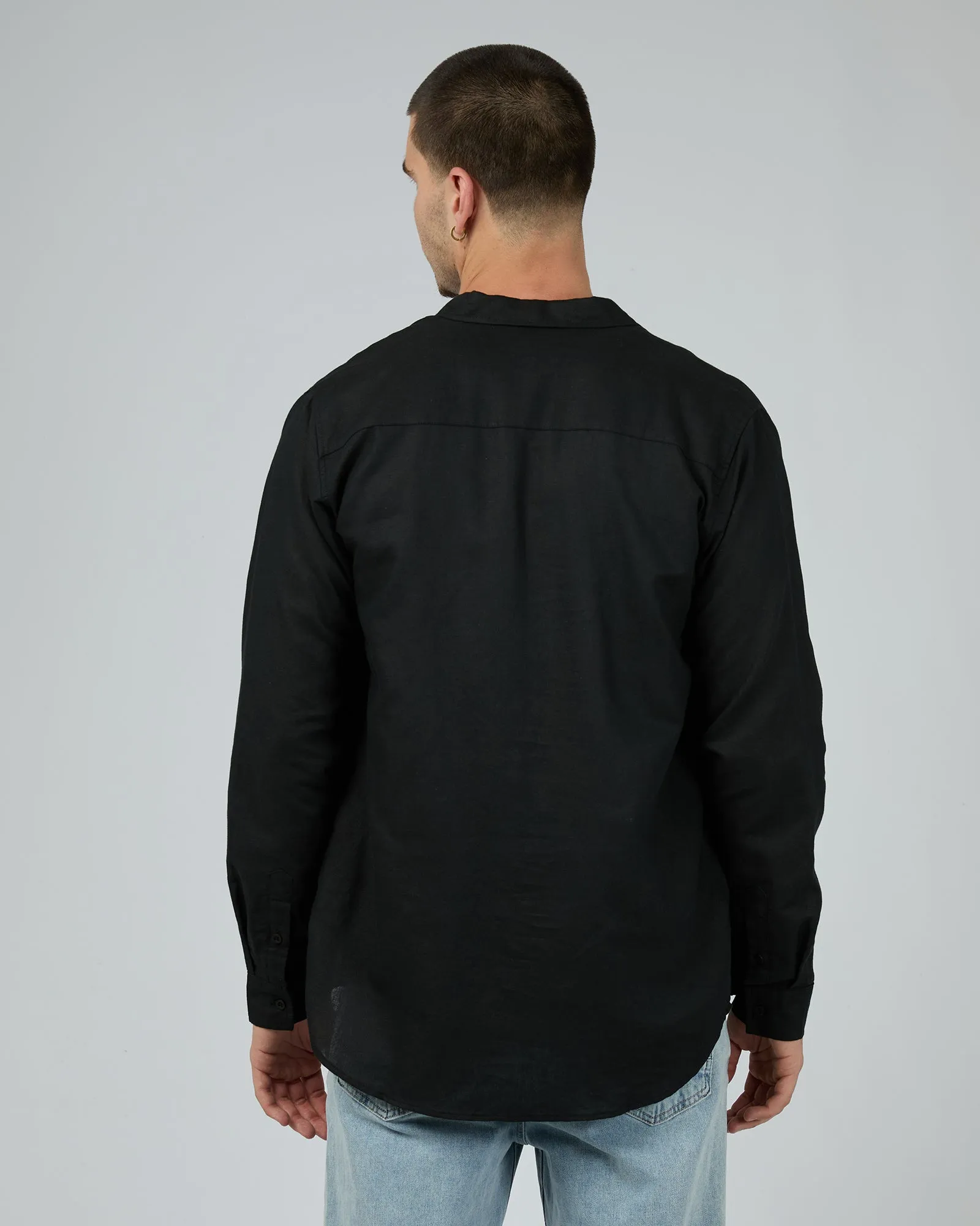 Linen Long Sleeve Shirt Black