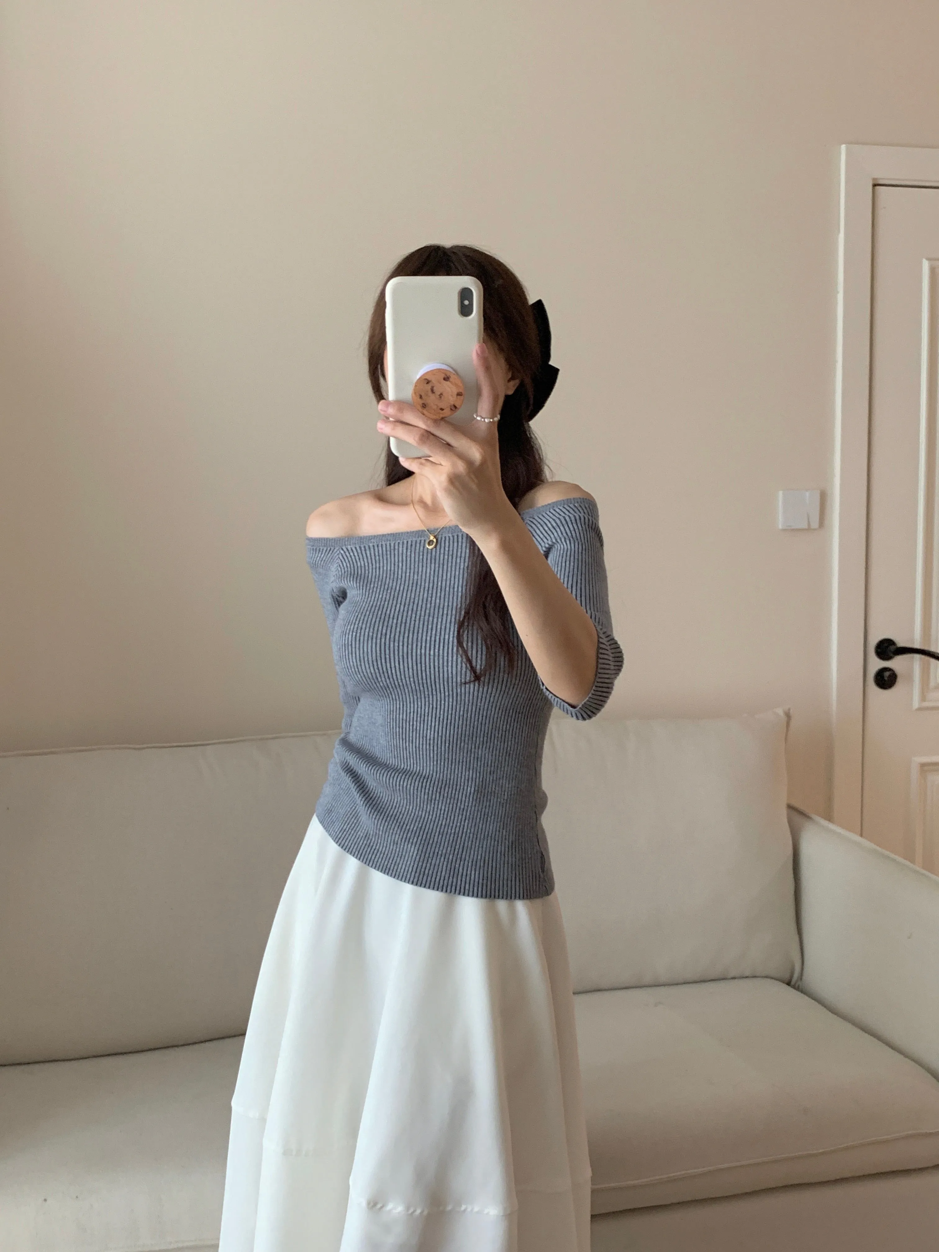 [LM.made] JENNA KNIT QUARTER SLEEVE TOP (Two-way top)