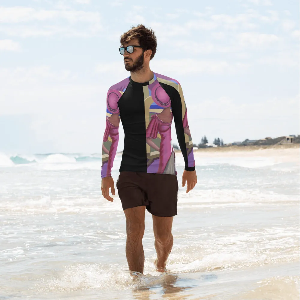 Men's Rash Guard Men's Long Sleeve Surfer T-shirt Gold Beige Purple