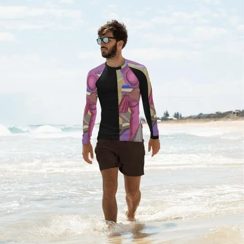 Men's Rash Guard Men's Long Sleeve Surfer T-shirt Gold Beige Purple