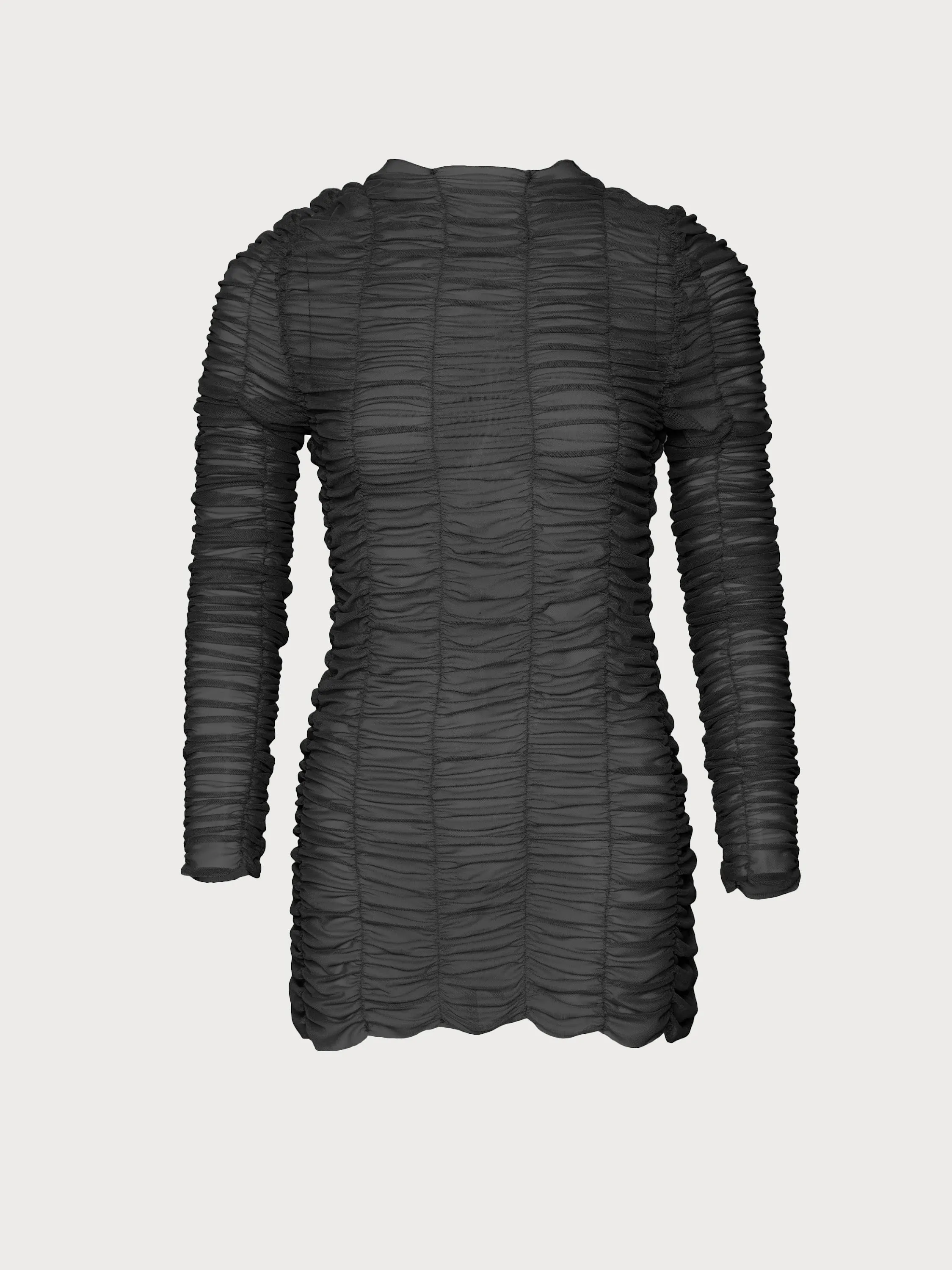 Mesh Drape Longsleeve-Dress