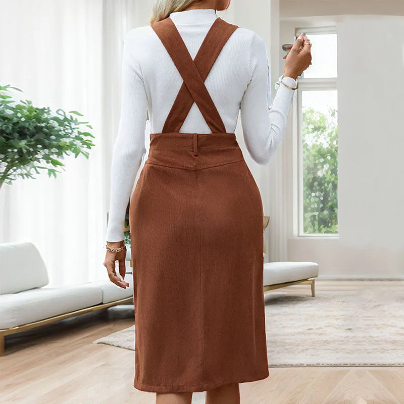 METAVERSMALL 2025 women's clothing solid color casual medium strap skirt  classic versatile women's skirt