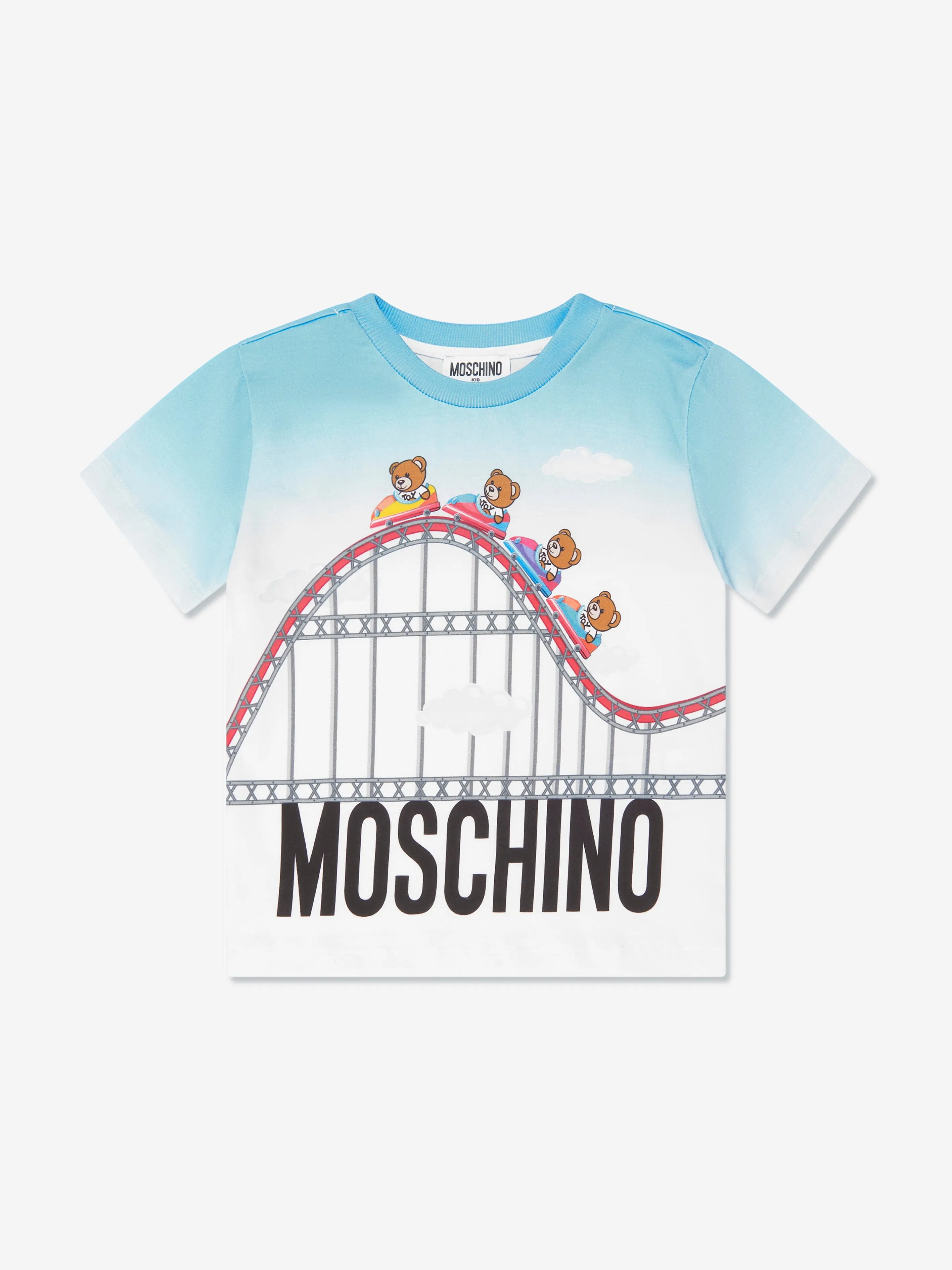 Moschino Boys Teddy Roller Coaster T-Shirt in White