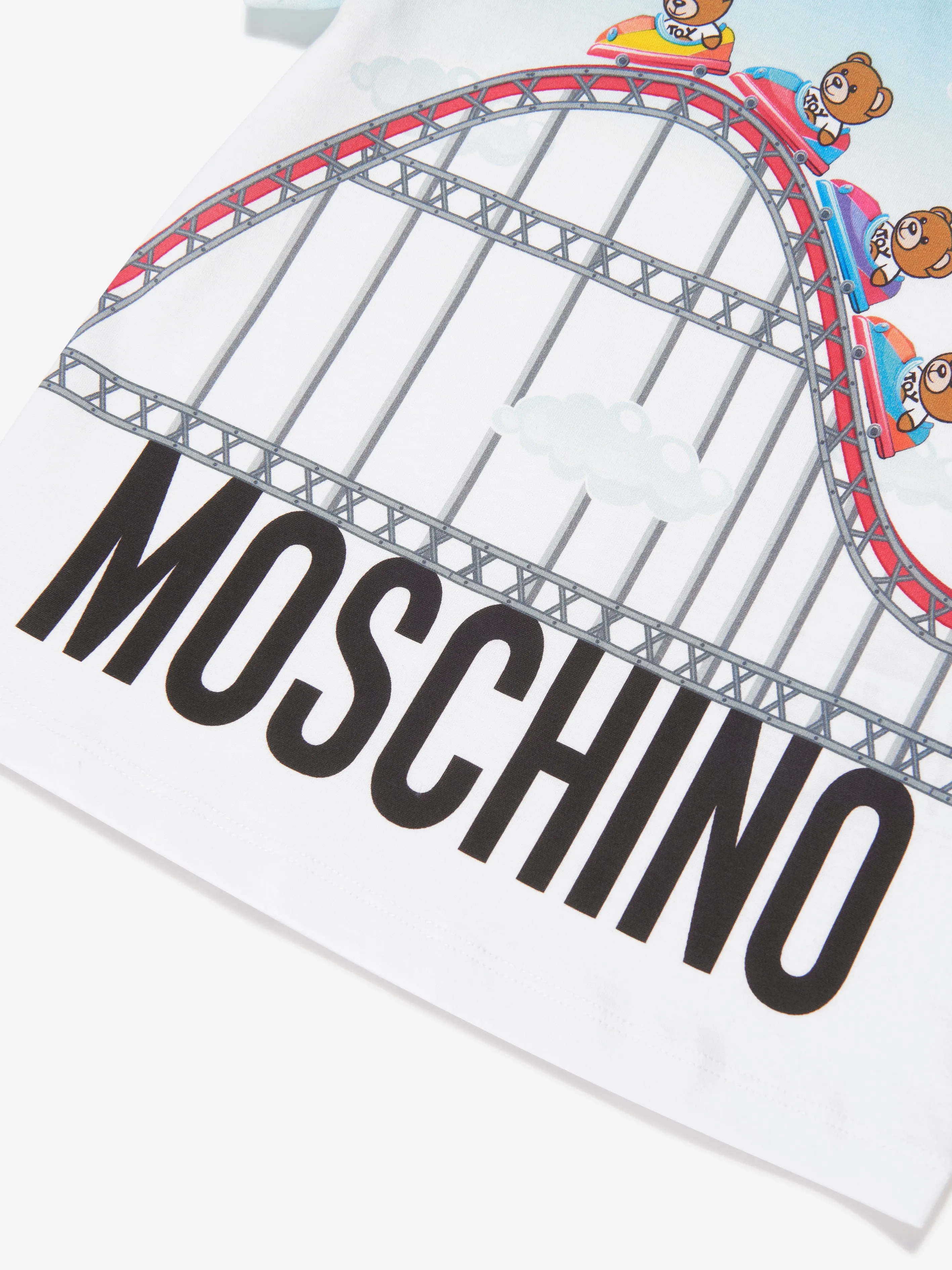 Moschino Boys Teddy Roller Coaster T-Shirt in White