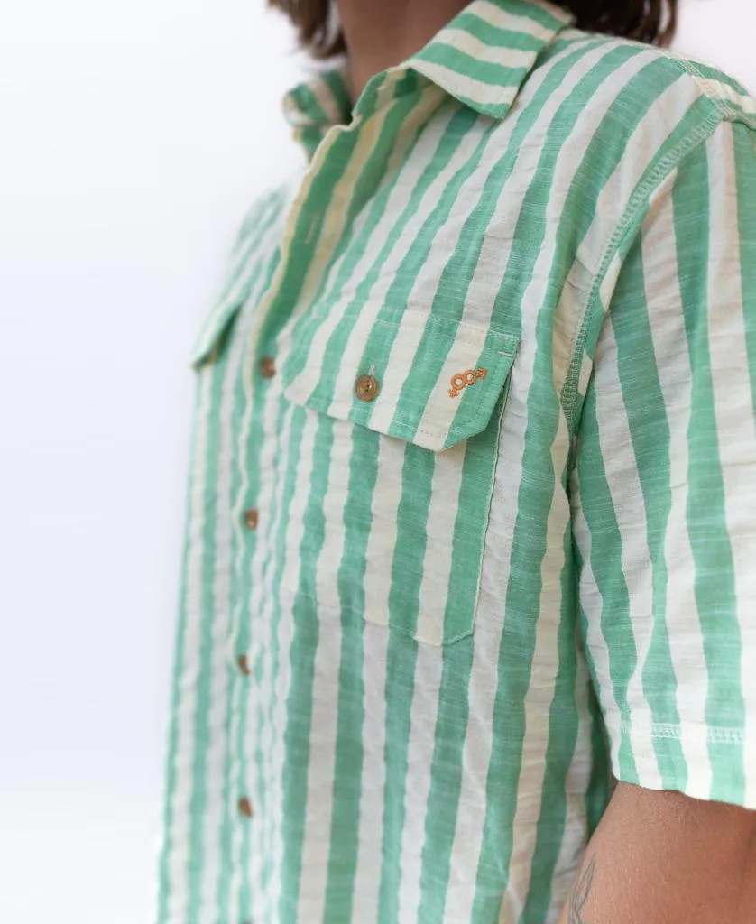 Muso Short Sleeve Shirt | Green Stripe