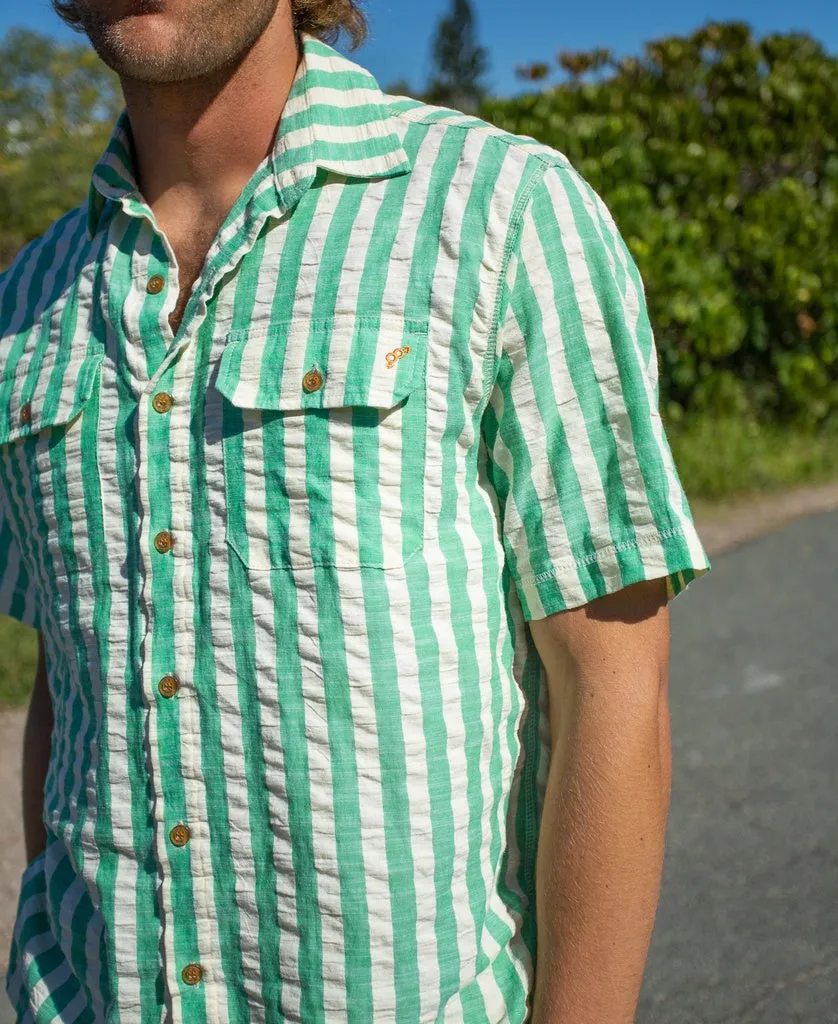 Muso Short Sleeve Shirt | Green Stripe