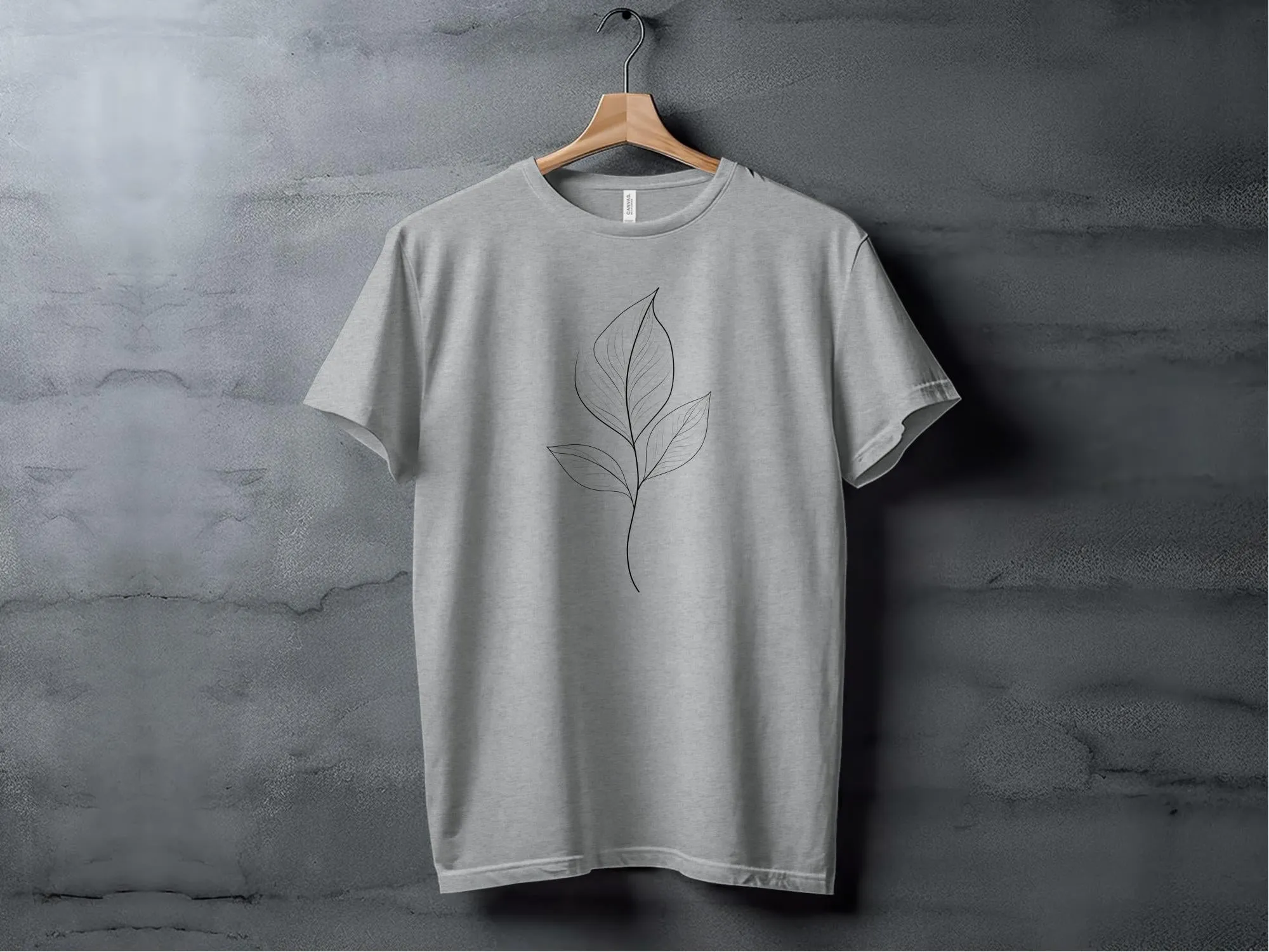 Nature Line Art T-Shirt Minimalistic Modern Tee Simple Elegant Leaf Print Unisex Casual Wear Perfect Gift for Nature Lovers