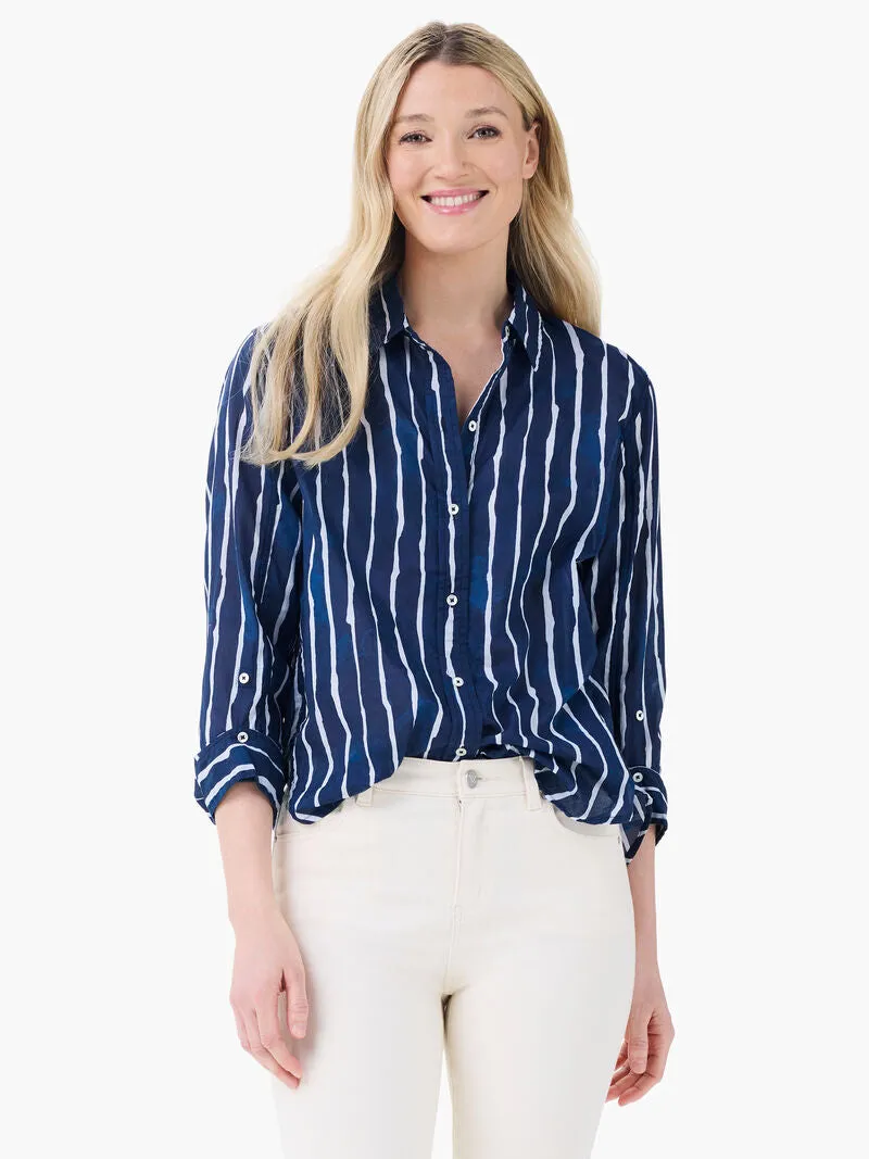 NIC ZOE M241628 Watercolor Stripe Girlfriend Shirt